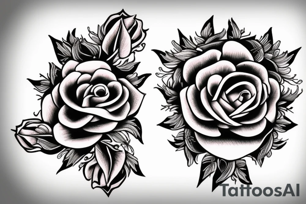 Traditional style masculine rose with a banner that says III・XXVIII tattoo idea