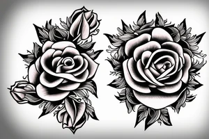 Traditional style masculine rose with a banner that says III・XXVIII tattoo idea