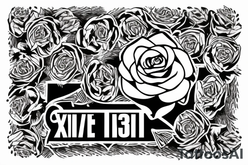 Traditional style masculine rose with a banner that says III・XXVIII tattoo idea