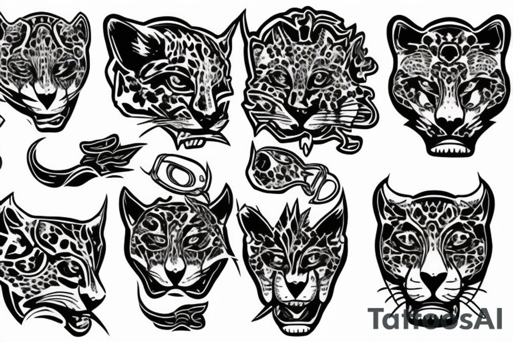 American traditional jaguar head tattoo idea