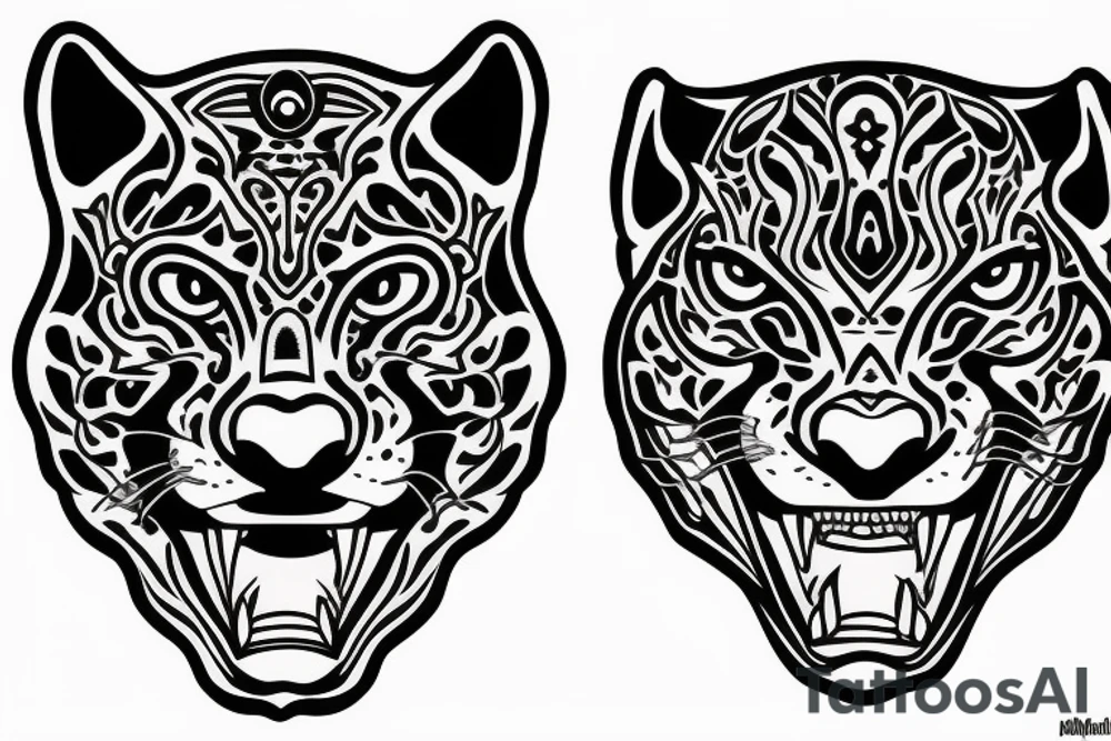 American traditional jaguar head tattoo idea