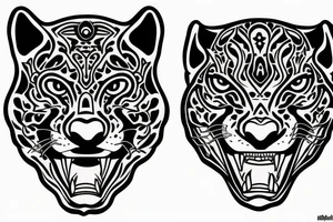 American traditional jaguar head tattoo idea