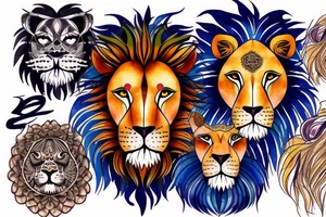 calm face of a lion tattoo idea