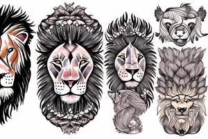 calm face of a lion tattoo idea