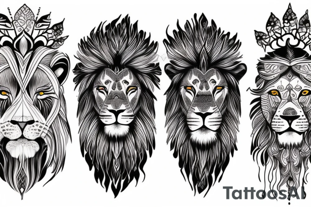 calm face of a lion tattoo idea