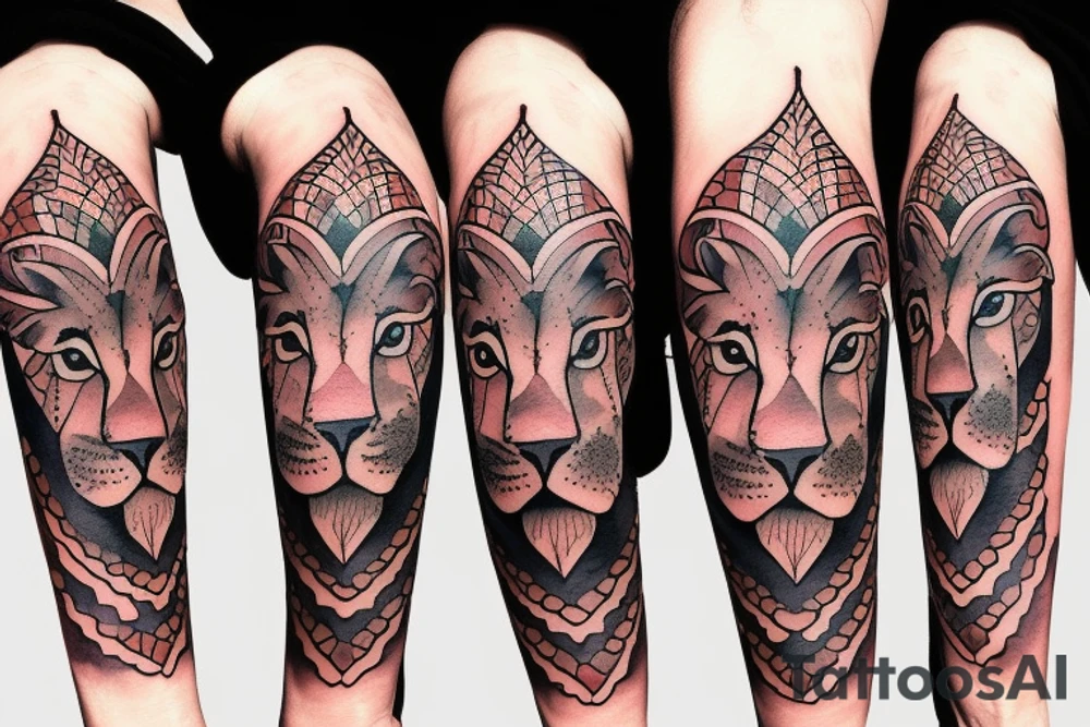 calm face of a lion tattoo idea