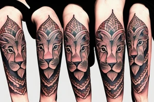calm face of a lion tattoo idea