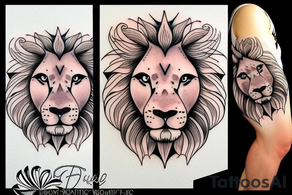 lion face from the side of the honeycomb tattoo idea