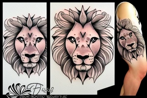 lion face from the side of the honeycomb tattoo idea