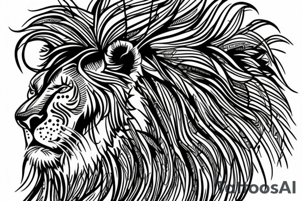 lion face from the side of the honeycomb tattoo idea