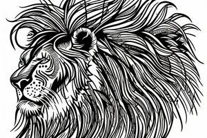 lion face from the side of the honeycomb tattoo idea