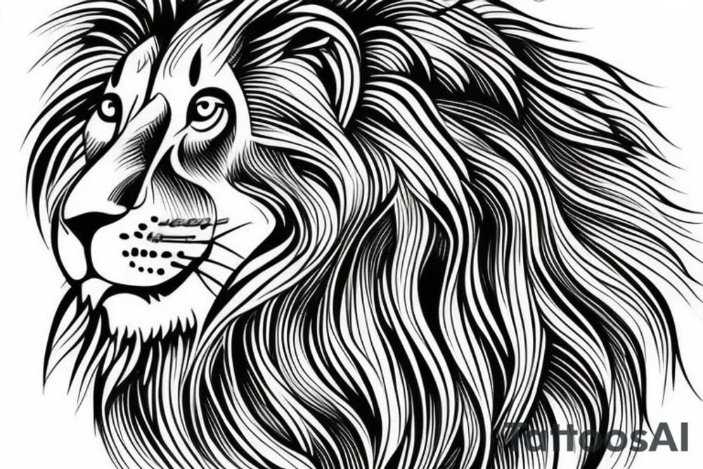 lion face from the side of the honeycomb tattoo idea