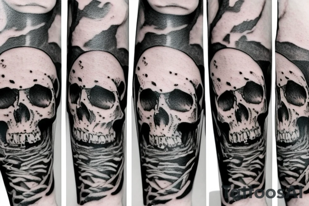 Human skull and magic mushrooms tattoo idea
