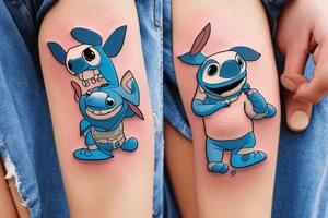 draw stitch from lilo and stitch with dji drone remote control tattoo idea