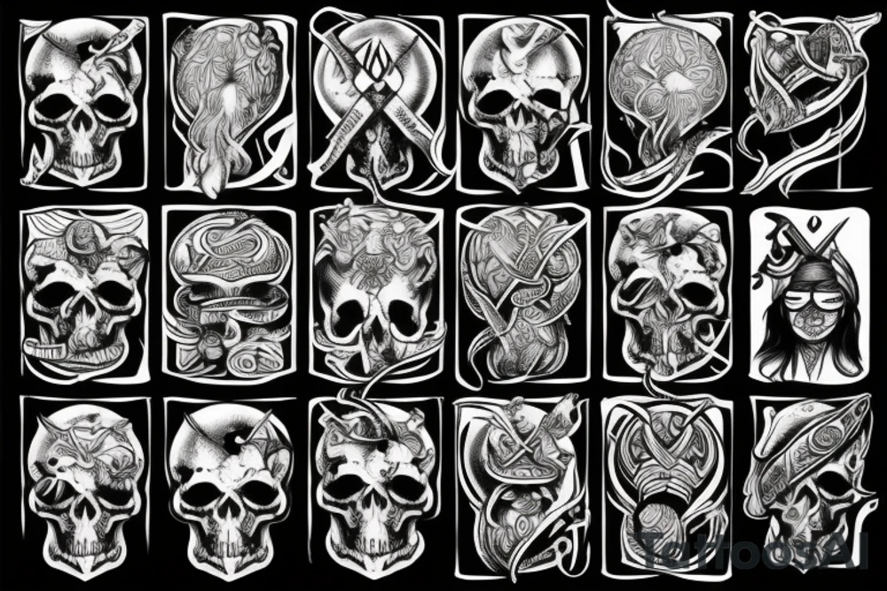 Viking skull and magic mushrooms tattoo idea