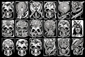 Viking skull and magic mushrooms tattoo idea