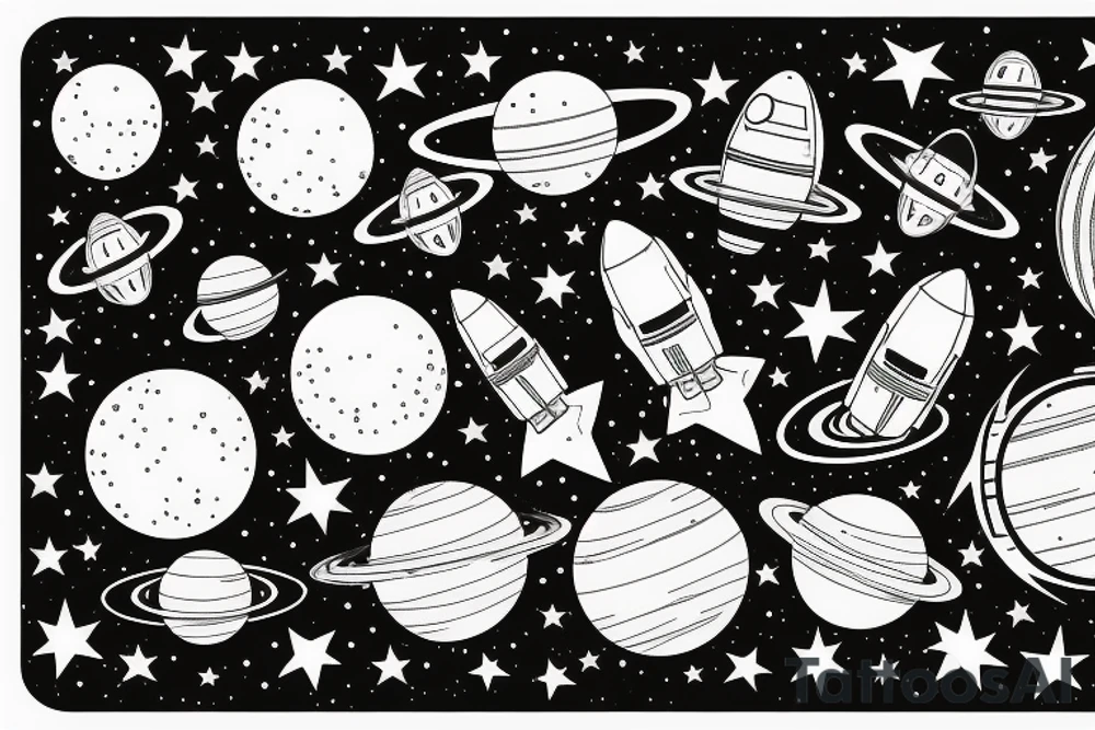 space with planets and stars with astronaut floating tattoo idea space with planets and stars with astronaut floating tattoo idea