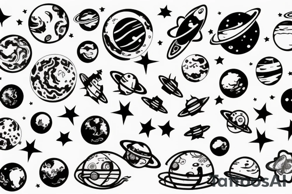 space with planets and stars with astronaut floating tattoo idea space with planets and stars with astronaut floating tattoo idea