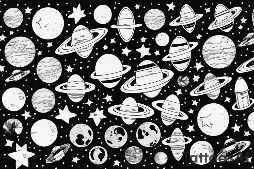 space with planets and stars with astronaut floating tattoo idea space with planets and stars with astronaut floating tattoo idea
