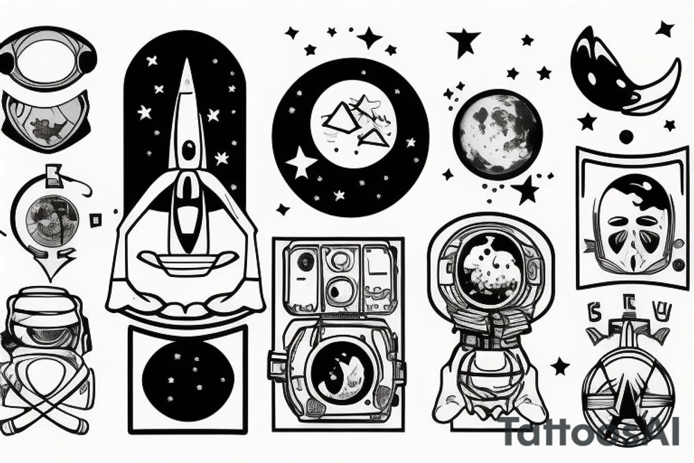 astronaut floating tattoo idea