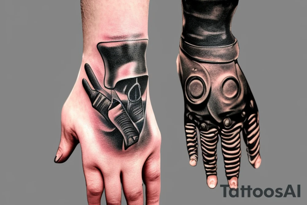 glove that form into a boot tattoo idea