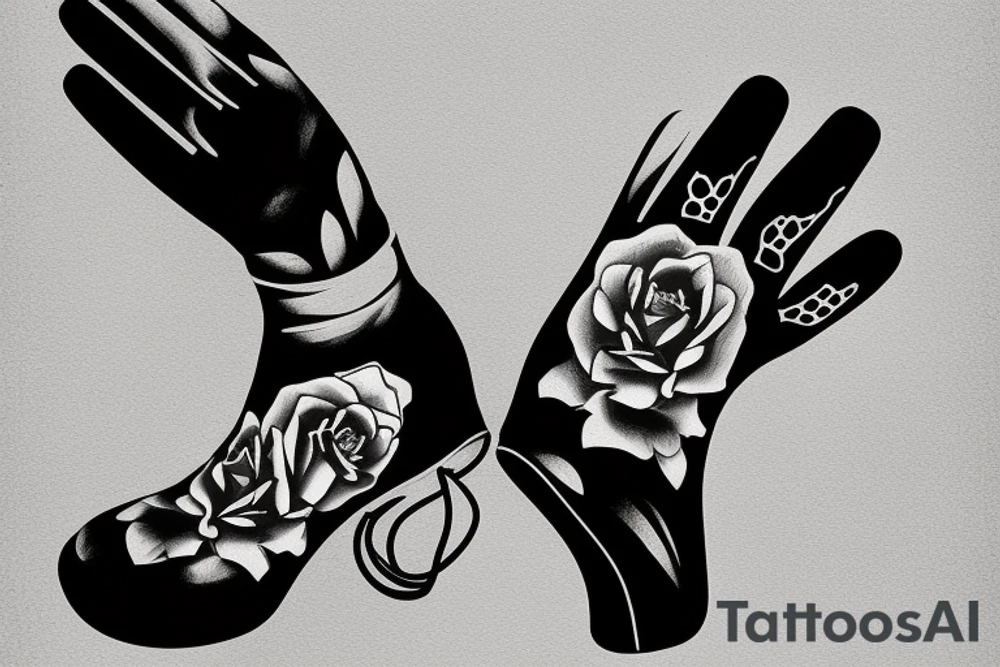 glove that form into a boot tattoo idea