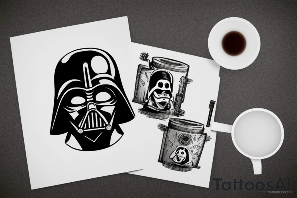 darth vadar with a tea cup with yin yang in helmet

keep it classy tattoo idea