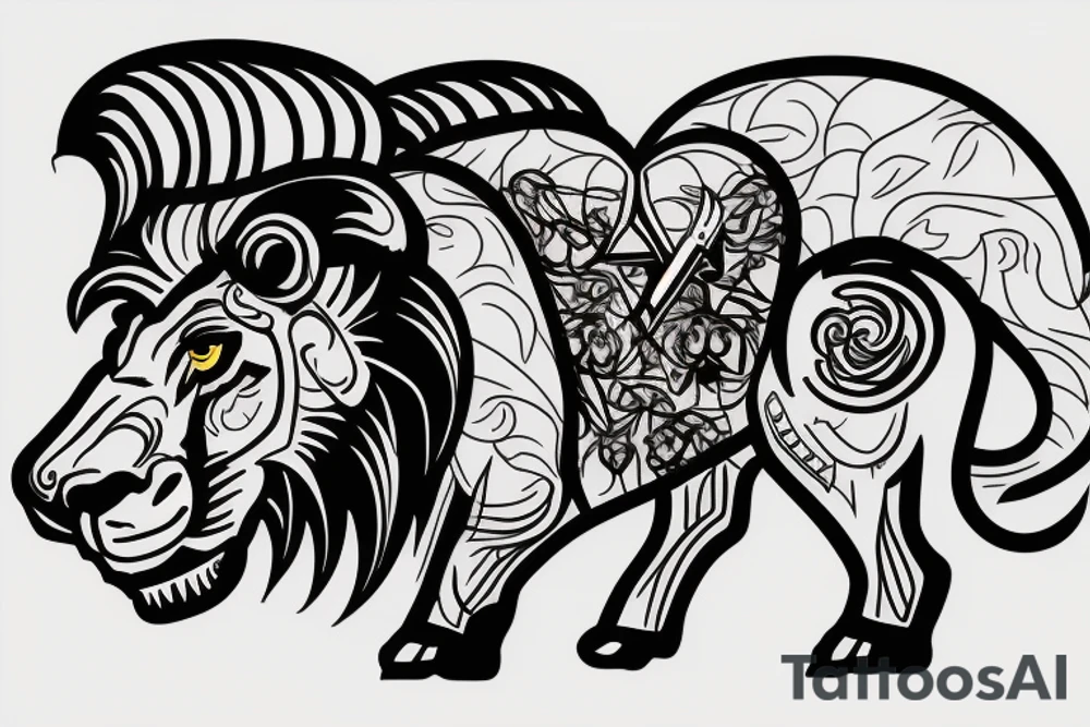 A ram and a lion tottem tattoo idea