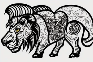 A ram and a lion tottem tattoo idea