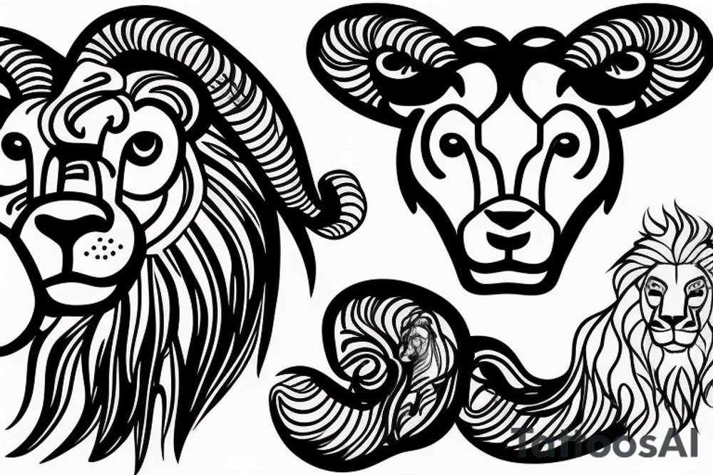 A ram and a lion tottem tattoo idea