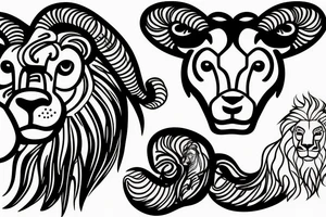 A ram and a lion tottem tattoo idea
