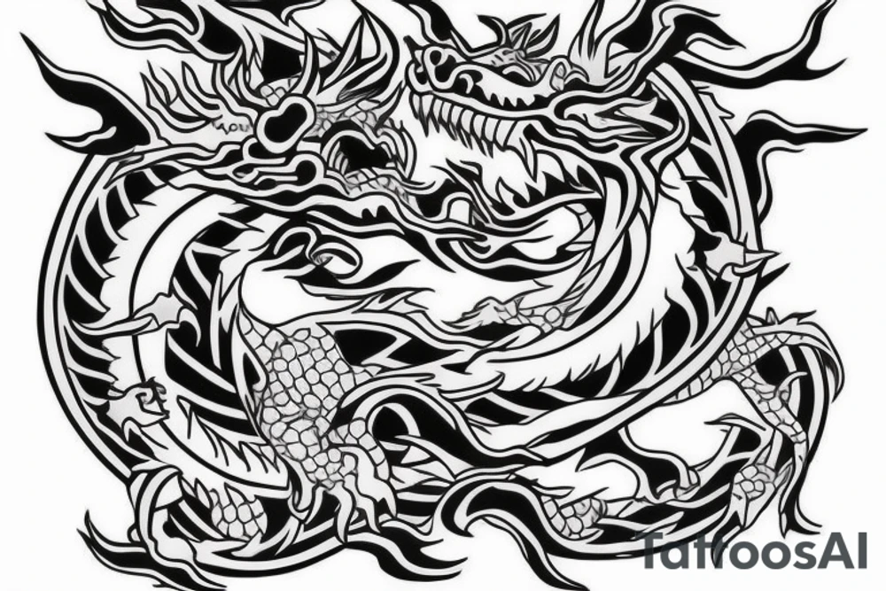 dog foo dragon geometry pattern tattoo idea