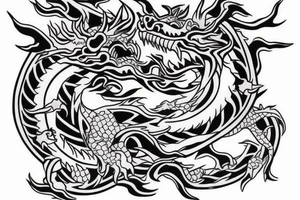 dog foo dragon geometry pattern tattoo idea