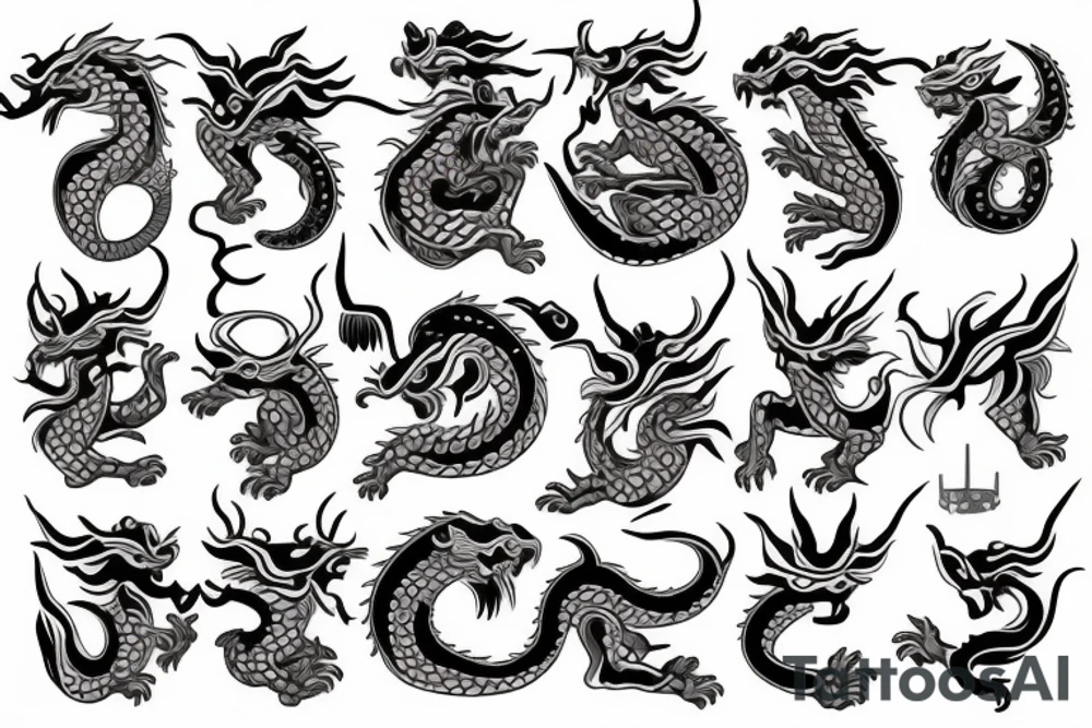 dog foo dragon geometry pattern tattoo idea