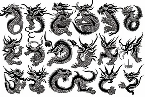 dog foo dragon geometry pattern tattoo idea