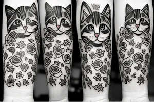 three kittens and their mother tattoo idea