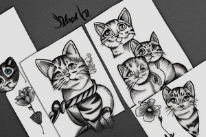 three kittens and their mother tattoo idea