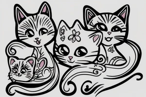 three kittens and their mother tattoo idea