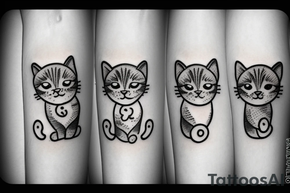 three kittens and their mother tattoo idea