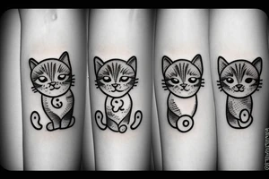 three kittens and their mother tattoo idea