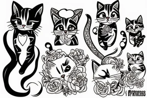 three kittens and their mother tattoo idea