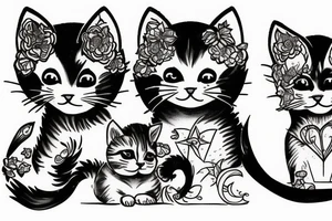 three kittens and their mother tattoo idea