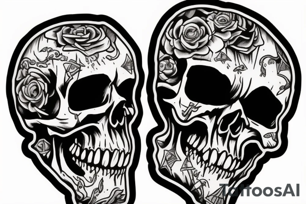 Dead skull punk wizard tattoo idea