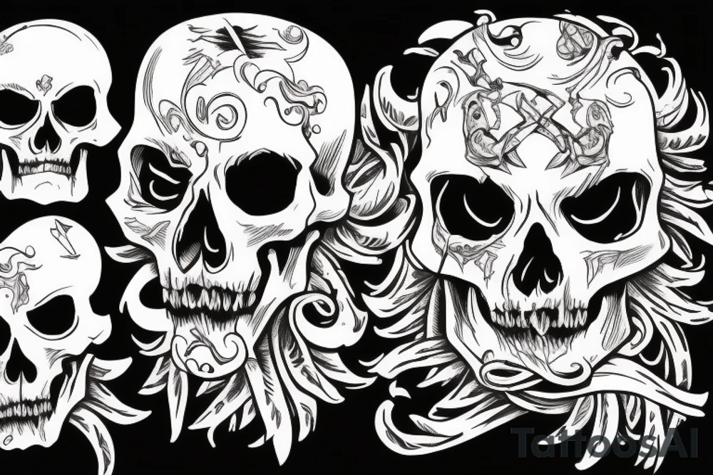 Dead skull punk wizard tattoo idea