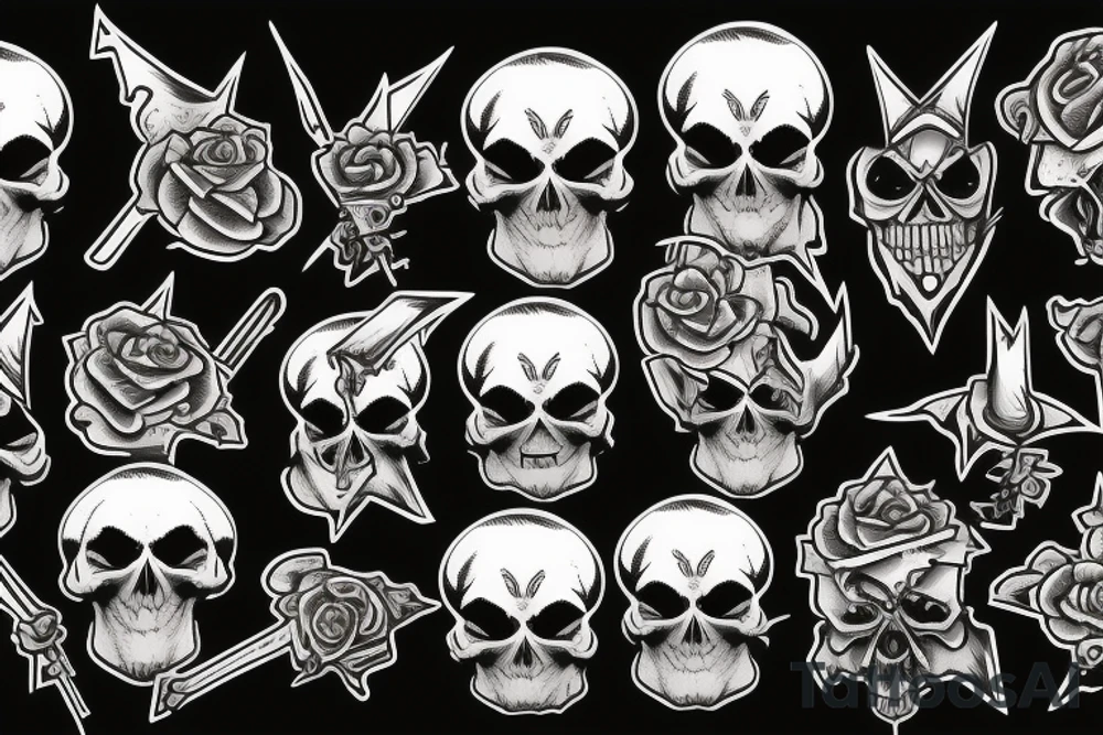 Dead skull punk wizard tattoo idea