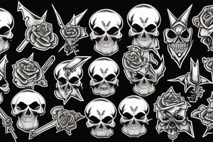 Dead skull punk wizard tattoo idea