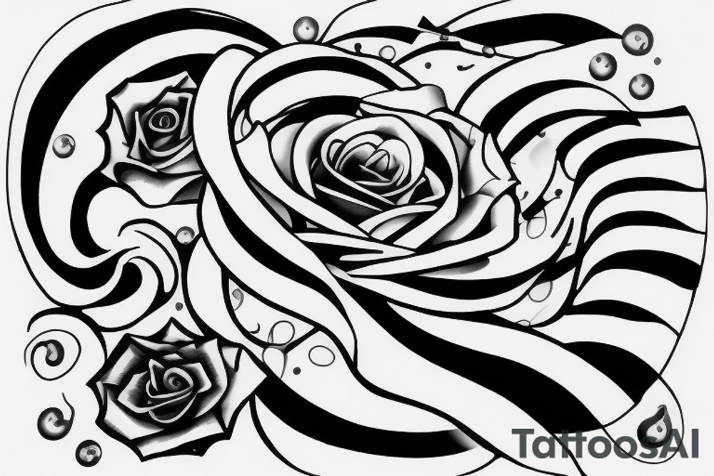 Aquarius, time, rose, piano keys tattoo idea