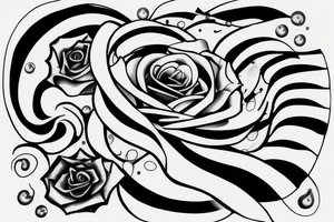 Aquarius, time, rose, piano keys tattoo idea