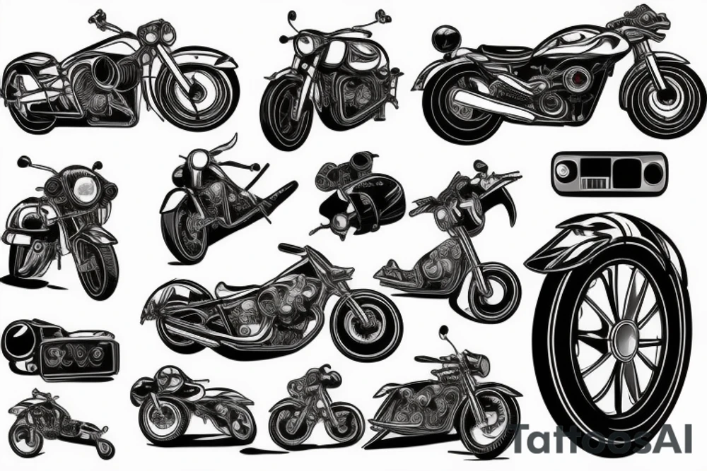 a motorcycle with a cell phone tattoo idea