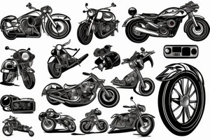 a motorcycle with a cell phone tattoo idea